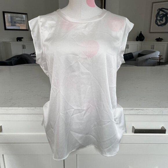 DKNY Neutral Scoop Neck Cap Sleeve Polyester Top White Sz S - Picture 8 of 8